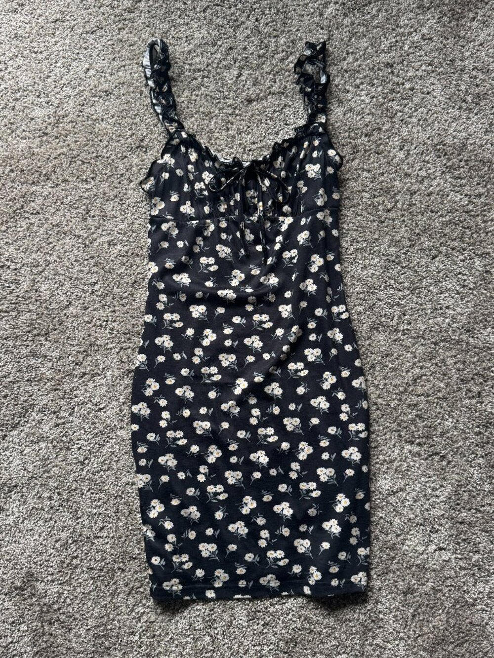 Shein Women's black floral print mini dress with tie front Size Medium 6